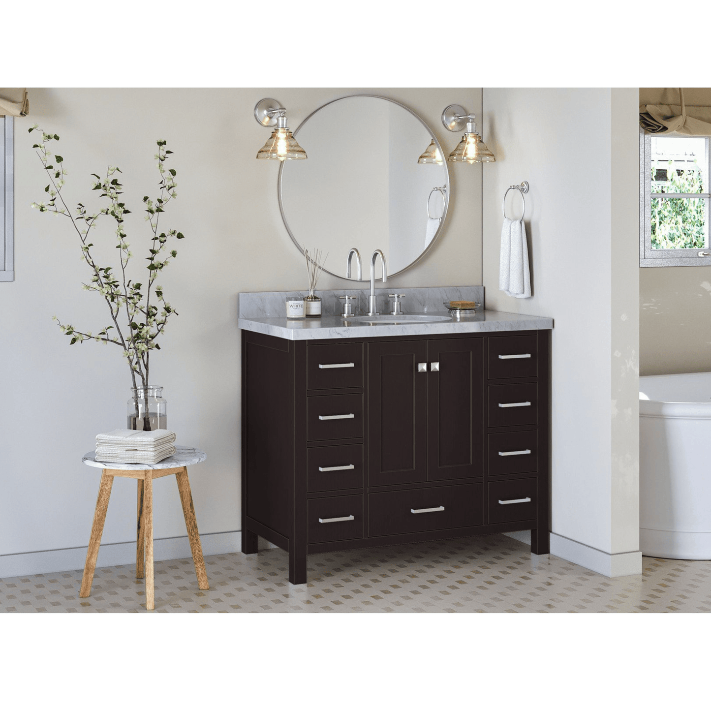 Ariel Vanities Ariel Cambridge 43" Modern Espresso Single Oval Sink Vanity