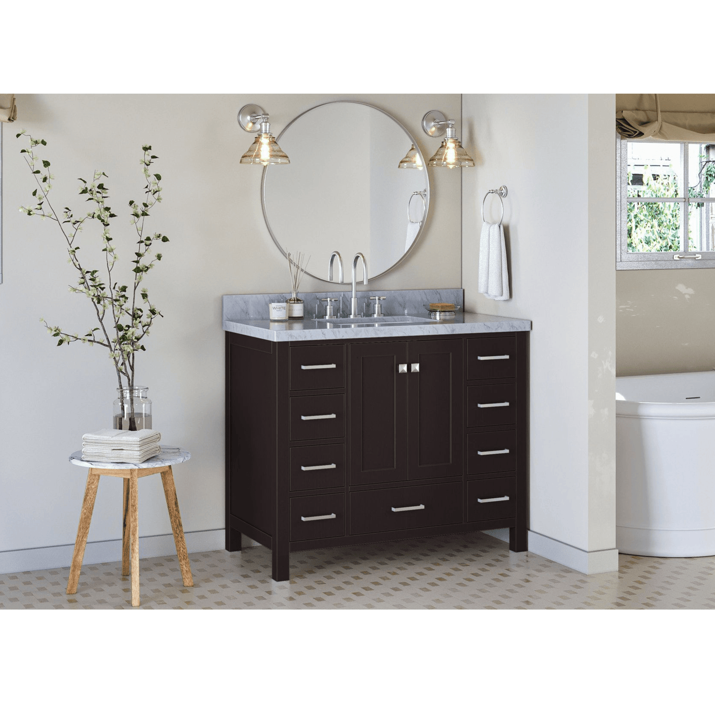 Ariel Vanities Ariel Cambridge 43" Modern Espresso Single Rectangle Sink Vanity