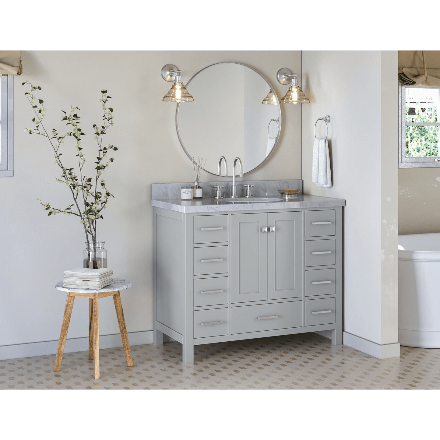 Ariel Vanities Ariel Cambridge 43" Modern Grey Single Oval Sink Vanity