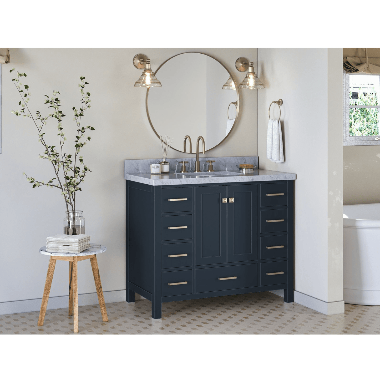 Ariel Vanities Ariel Cambridge 43" Modern Midnight Blue Single Rectangle Sink Vanity