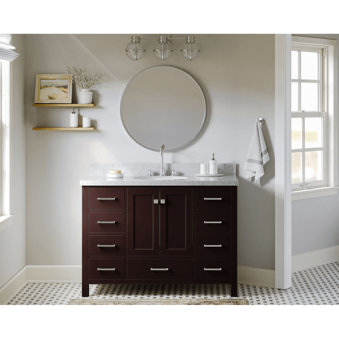 Ariel Vanities Ariel Cambridge 49" Modern Espresso Single Oval Sink Vanity