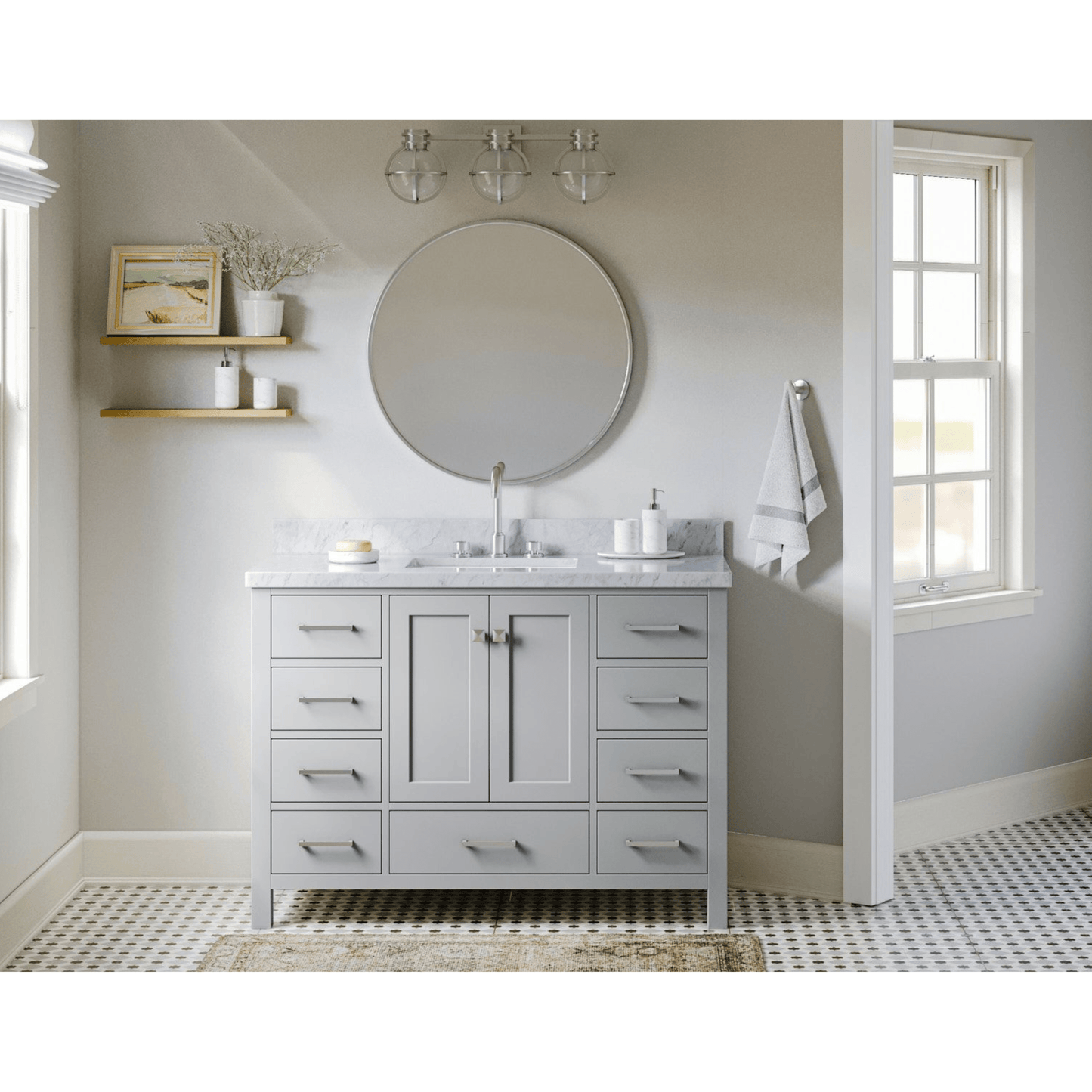 Ariel Vanities Ariel Cambridge 49" Modern Grey Single Rectangle Sink Vanity