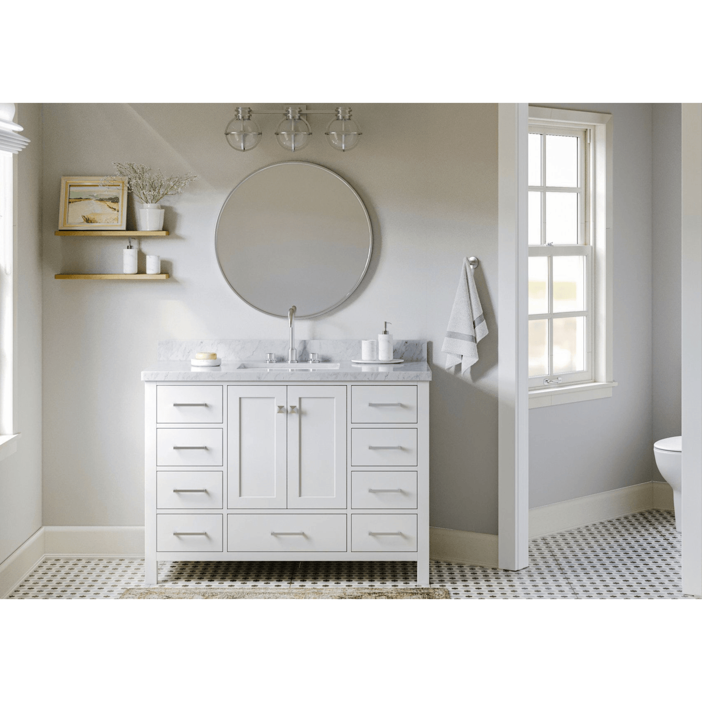 Ariel Vanities Ariel Cambridge 49" Modern White Single Rectangle Sink Vanity