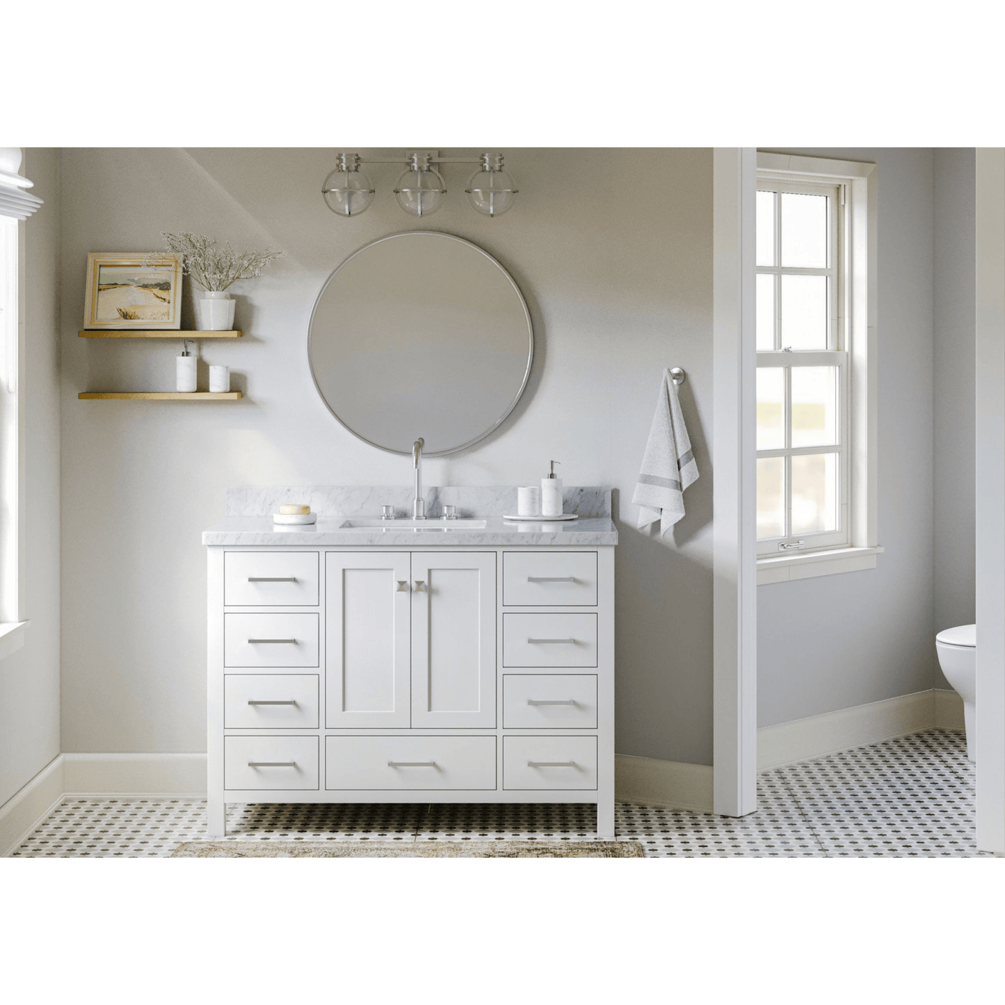Ariel Cambridge  49" Modern White Single Rectangle Sink Vanity