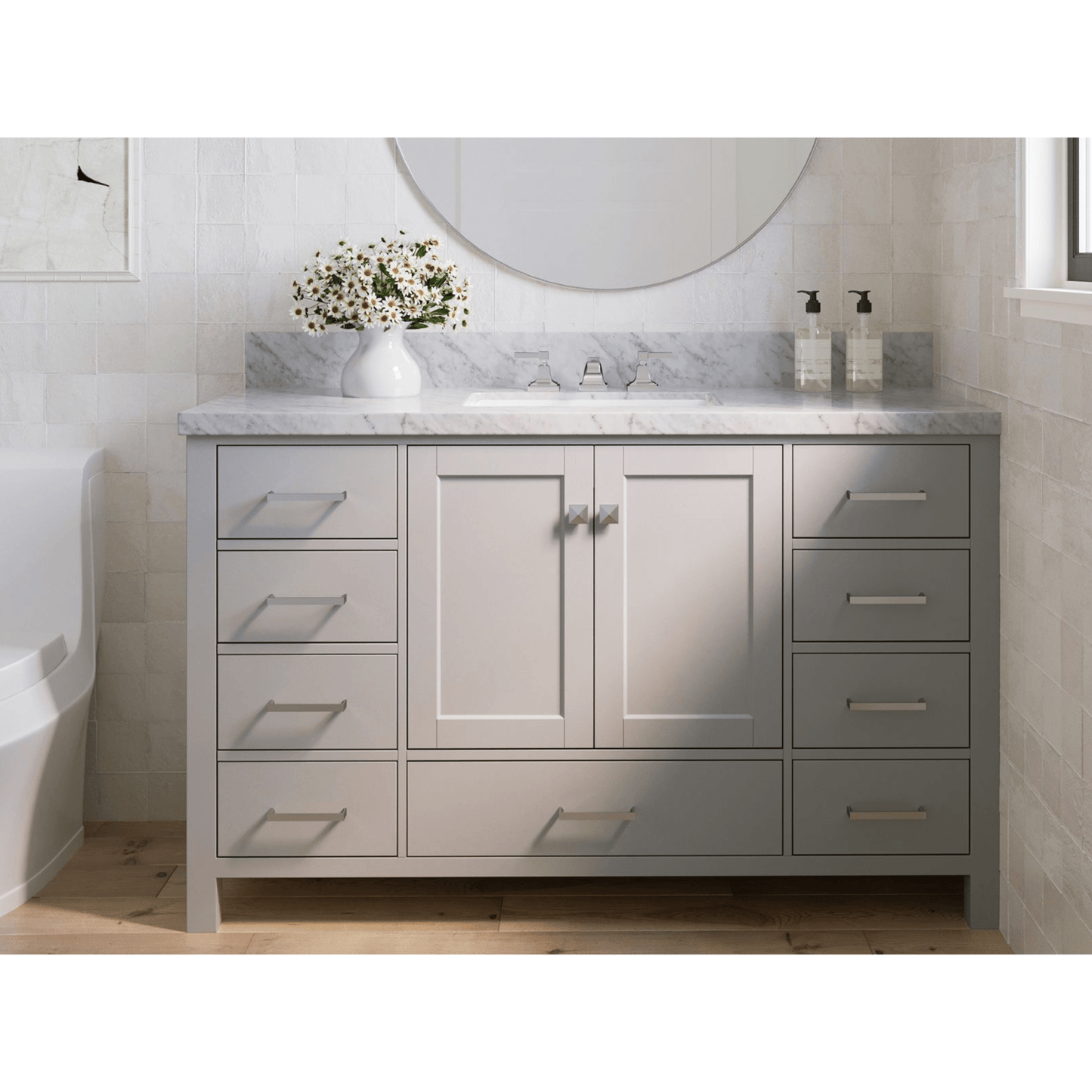 Ariel Vanities Ariel Cambridge 55" Modern Grey Single Rectangle Sink Vanity