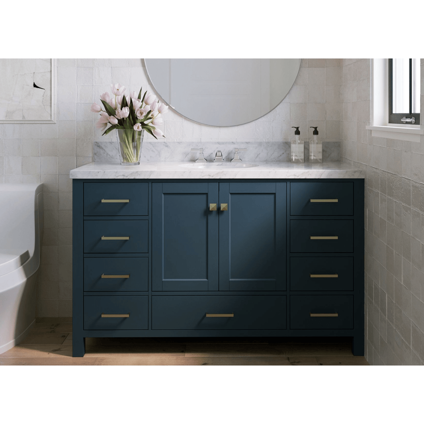 Ariel Cambridge  55" Modern Midnight Blue Single Oval Sink Vanity