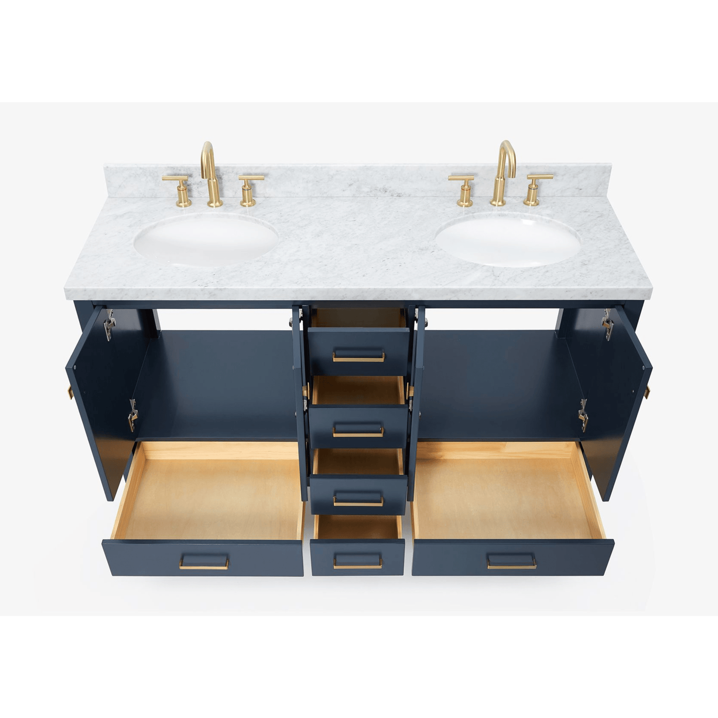 Ariel Vanities Ariel Cambridge 61" Modern Midnight Blue Double Oval Sink Vanity
