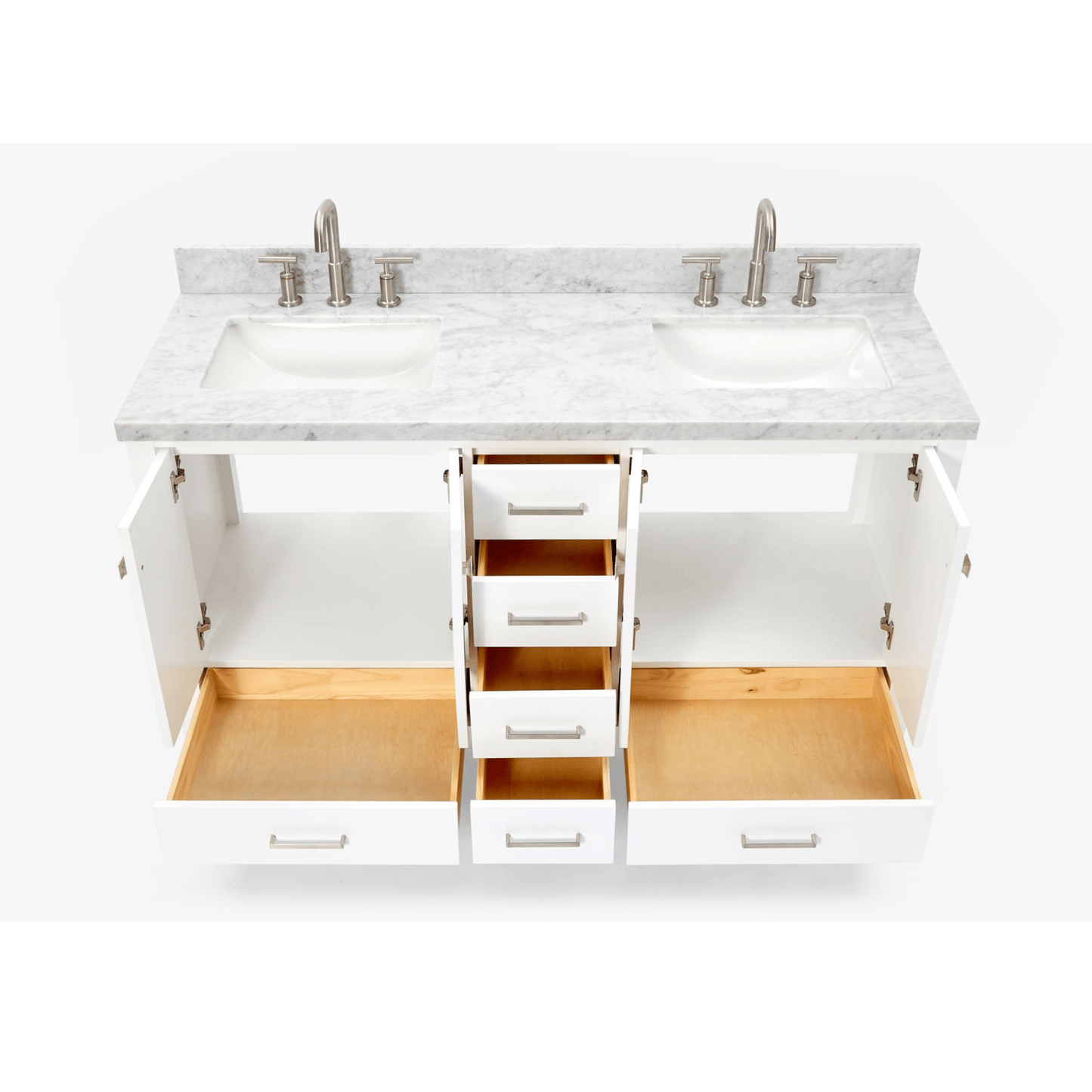 Ariel Cambridge  61" Modern White Double Rectangle Sink Vanity