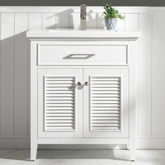 Cameron Transitional White 30" Single Sink Vanity | S09-30-WT