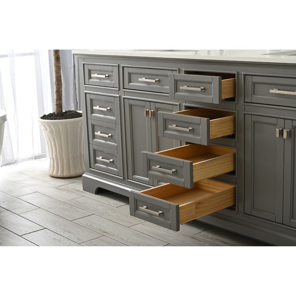 Design Element Vanities Design Element Milano 84" Gray Double Rectangular Sink Vanity | ML-84-GY