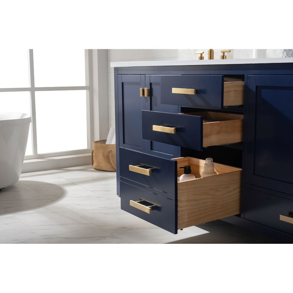 Design Element Valentino 72" Blue Double Rectangular Sink Vanity | V01-72-BLU