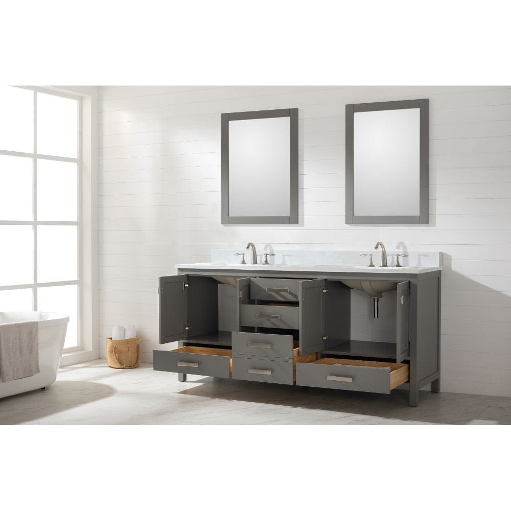 Design Element Vanities Design Element Valentino 72" Gray Double Rectangular Sink Vanity V01-72-GY