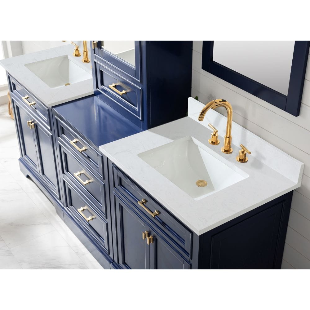 Milano Transitional Blue 96" Double Sink Bathroom Vanity Modular Set | ML-96MC-BLU
