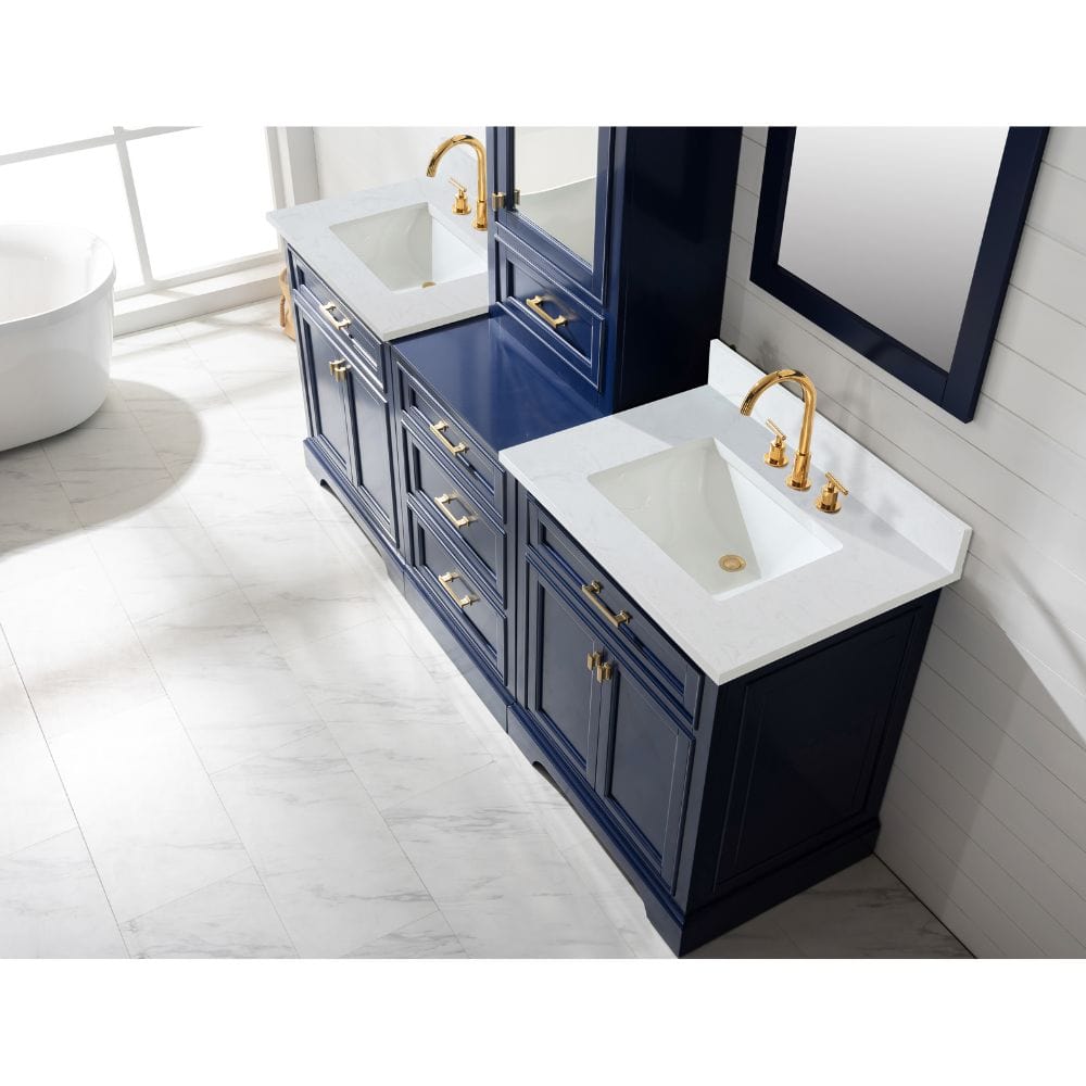 Milano Transitional Blue 96" Double Sink Bathroom Vanity Modular Set | ML-96MC-BLU