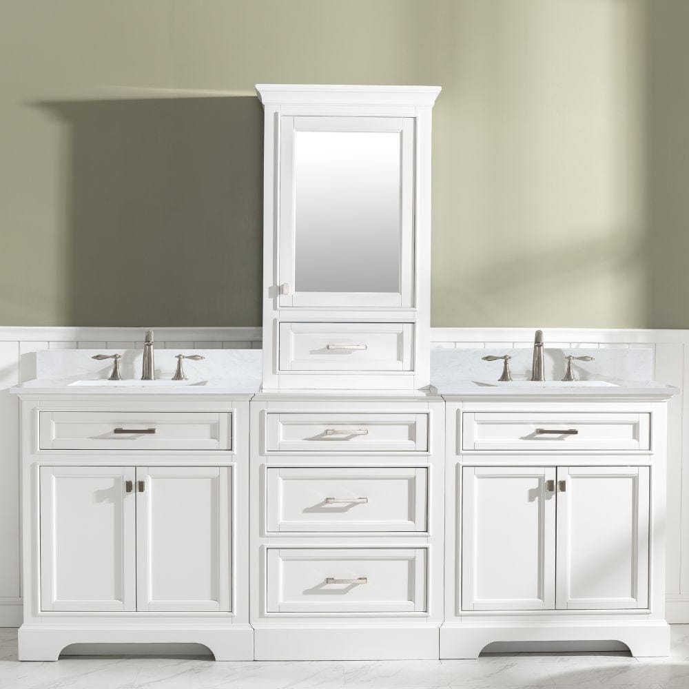 Milano Transitional White 96" Double Sink Bathroom Vanity Modular Set | ML-96MC-WT