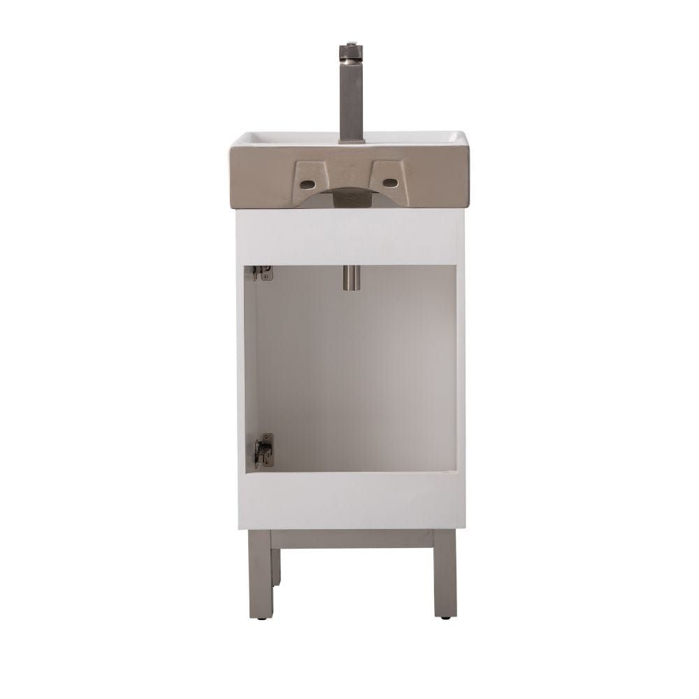 Design Element Vanities Stella Modern White 16.5" Single Sink Vanity | S03-17-WT