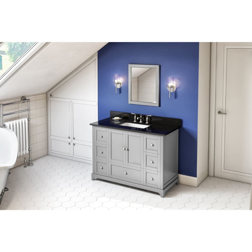 Jeffrey Alexander Vanities Addington Modern 48" Grey Vanity, Black Granite Top | VKITADD48GRBGR