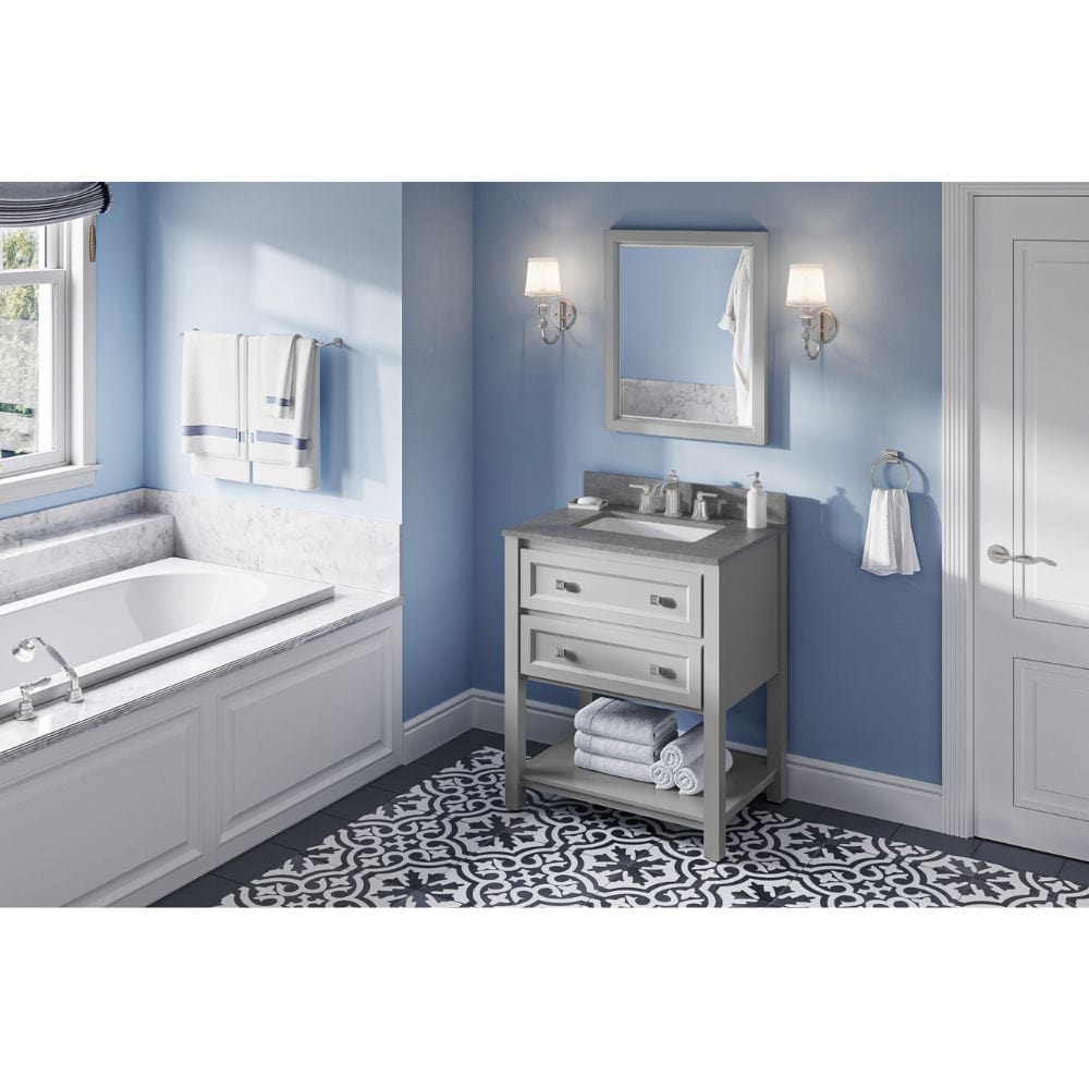 Jeffrey Alexander Vanities Adler Transitional 30" Grey Vanity, Steel Grey Cultured Marble Top | VKITADL30GRSGR