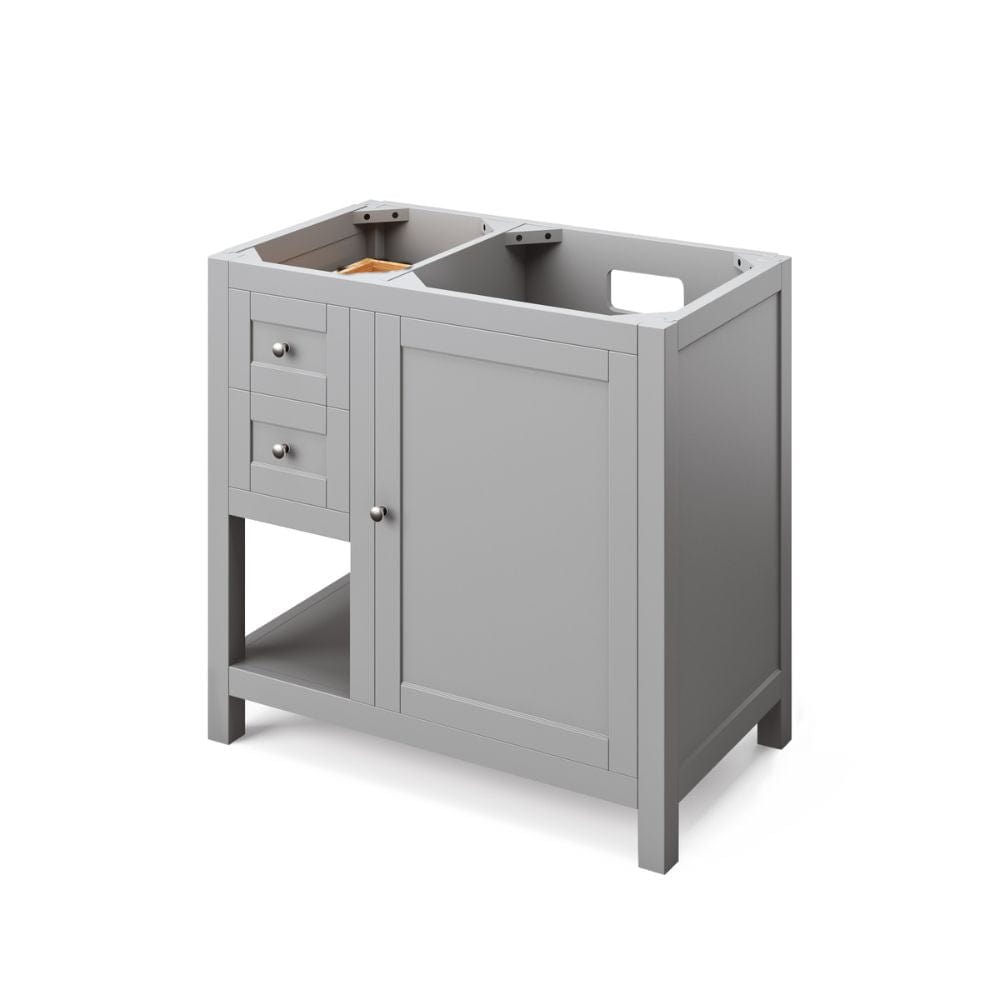Jeffrey Alexander Vanities Astoria Transitional 36" Grey Right Offset Sink Vanity, Boulder Cultured Marble Top | VKITAST36GRBOR