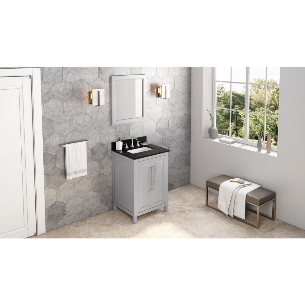 Jeffrey Alexander Vanities Cade Transitional 24" Grey Bathroom Vanity, Black Granite Top | VKITCAD24GRBGR