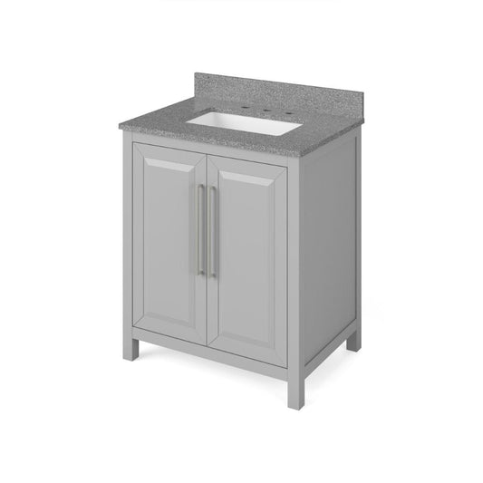 Cade Transitional 30" Grey Bathroom Vanity, Steel Grey Cultured Marble Top | VKITCAD30GRSGR