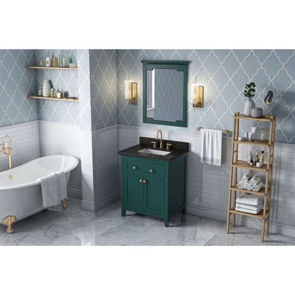 Jeffrey Alexander Vanities Chatham Traditional 30" Forest Green Single Vanity, Black Granite Top | VKITCHA30GNBGR