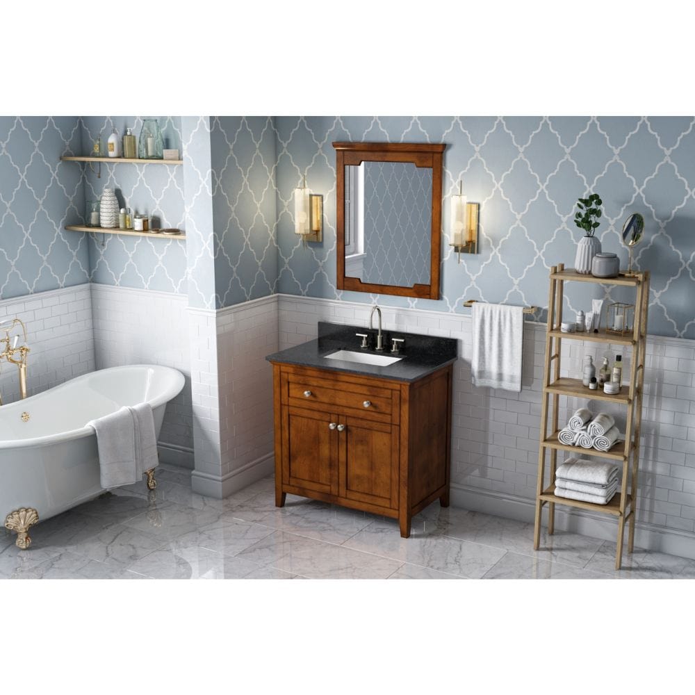 Jeffrey Alexander Vanities Chatham Traditional 36" Chocolate Single Sink Vanity, Black Granite Top | VKITCHA36CHBGR