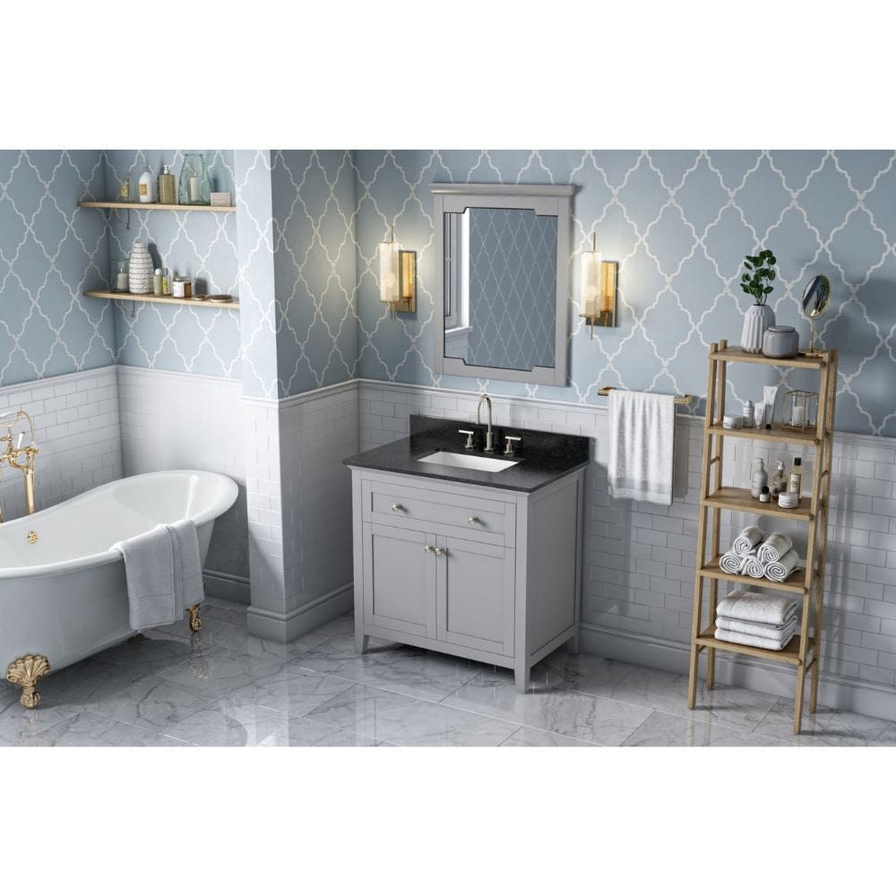 Jeffrey Alexander Vanities Chatham Traditional 36" Grey Single Sink Vanity, Black Granite | VKITCHA36GRBGR