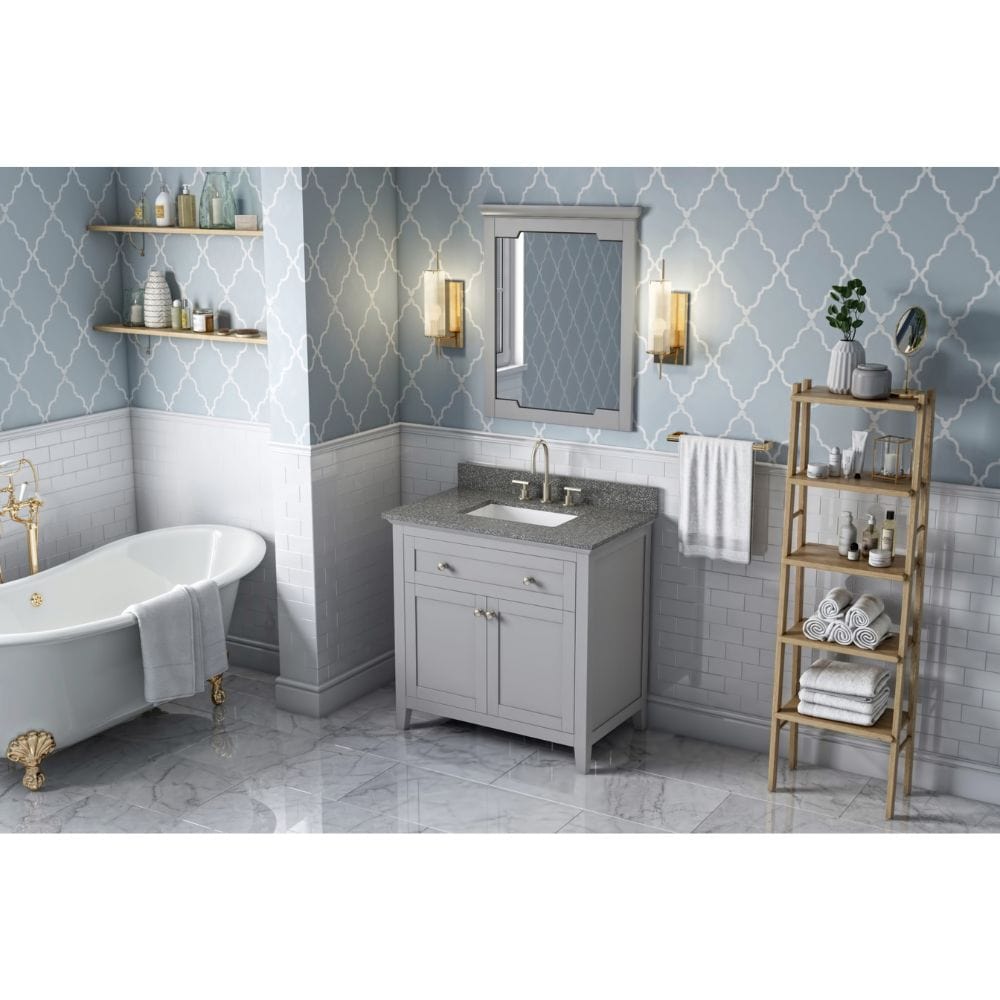 Jeffrey Alexander Vanities Chatham Traditional 36" Grey Single Sink Vanity, Boulder Cultured Marble Top | VKITCHA36GRBOR