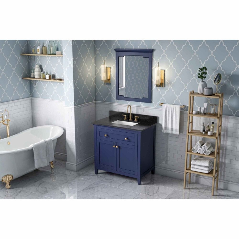 Jeffrey Alexander Vanities Chatham Traditional 36" Hale Blue Single Sink Vanity, Black Granite Top | VKITCHA36BLBGR