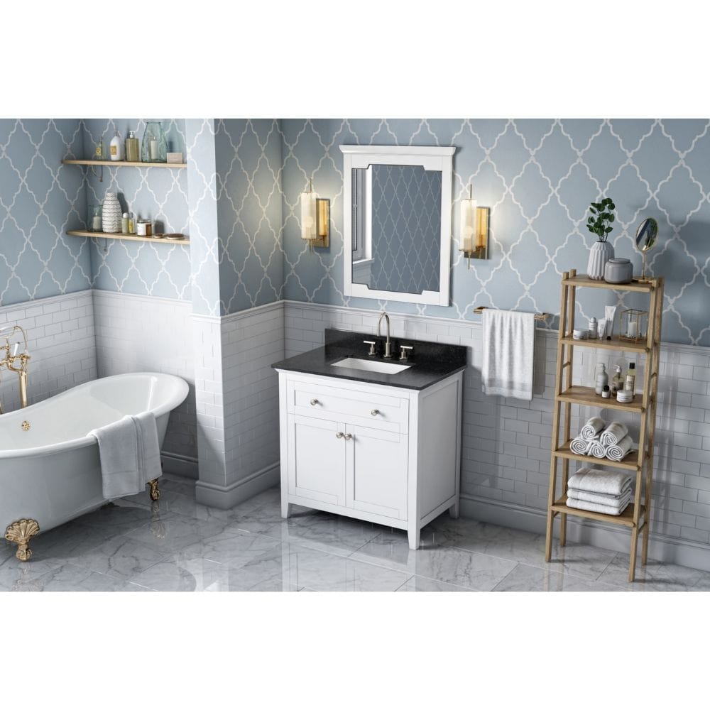 Jeffrey Alexander Vanities Chatham Traditional 36" White Single Sink Vanity, Black Granite Top | VKITCHA36WHBGR