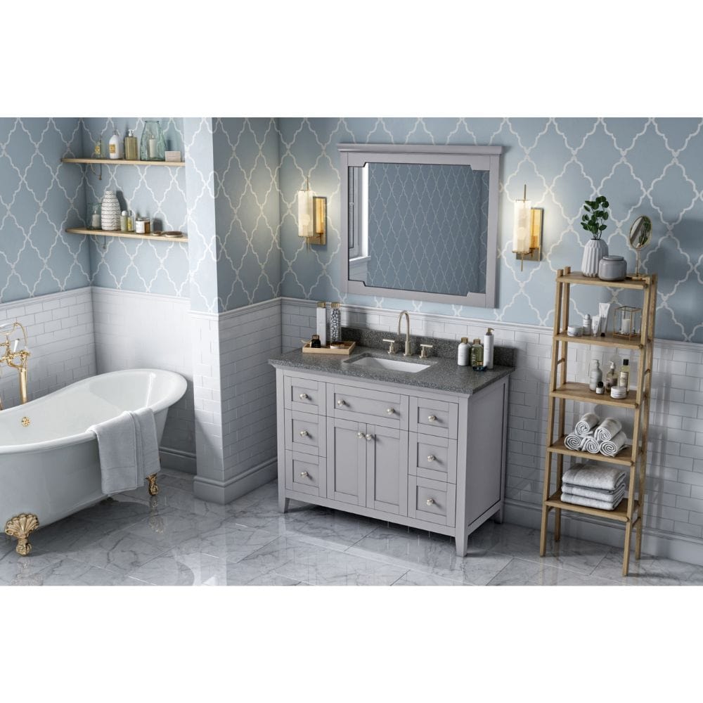 Jeffrey Alexander Vanities Chatham Traditional 48" Grey Single Vanity, Boulder Cultured Marble Top | VKITCHA48GRBOR