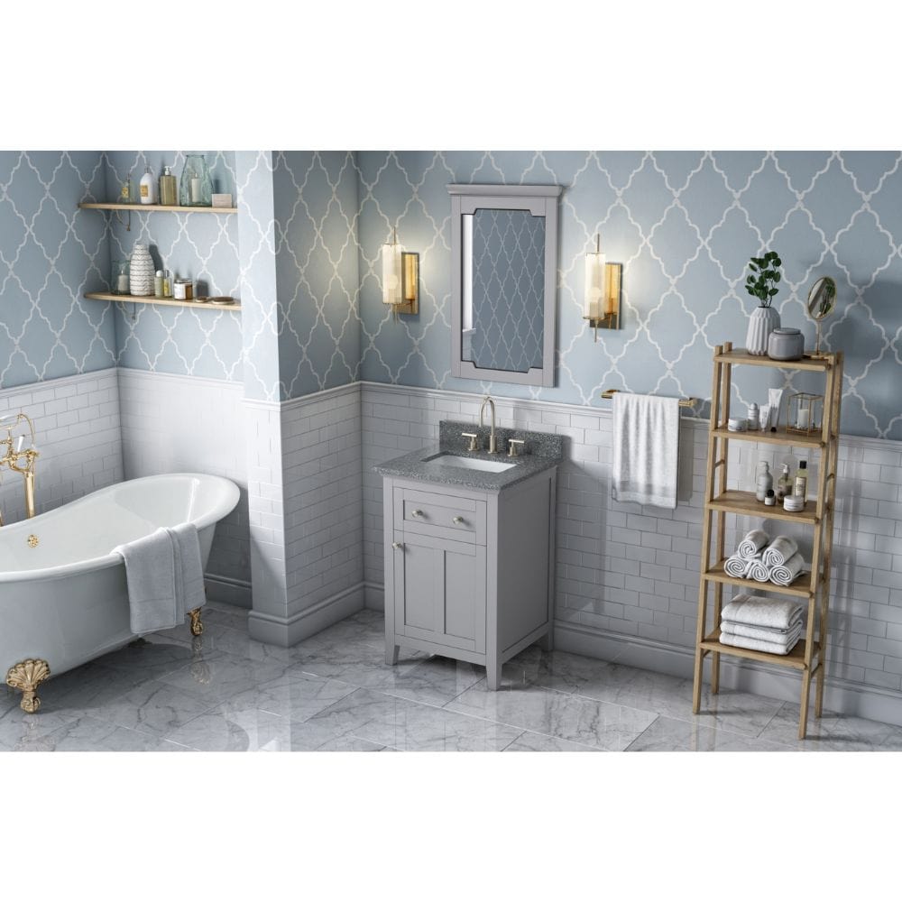 Jeffrey Alexander Vanities Chatham Transitional 24" Grey Single Sink Vanity, Boulder Cultured Marble Vanity Top | VKITCHA24GRBOR