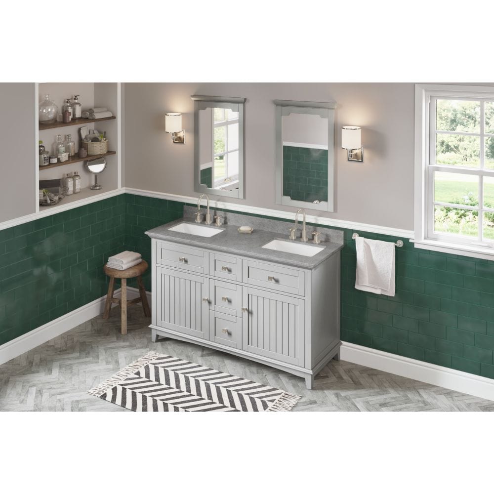 Jeffrey Alexander Vanities Savino Modern 60" Grey Double Vanity, Steel Grey Cultured Marble Top | VKITSAV60GRSGR