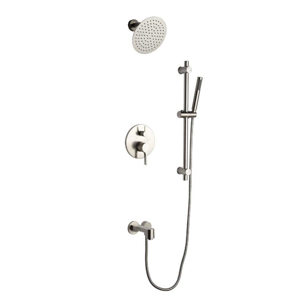 Lexora Luviah Set 8 Brushed Nickel Round Rain Shower and Handheld | LSS13011BN