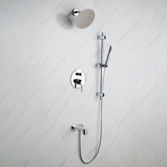 Lexora Luviah Set 8" Chrome Round Rain Shower and Handheld | LSS13011CH