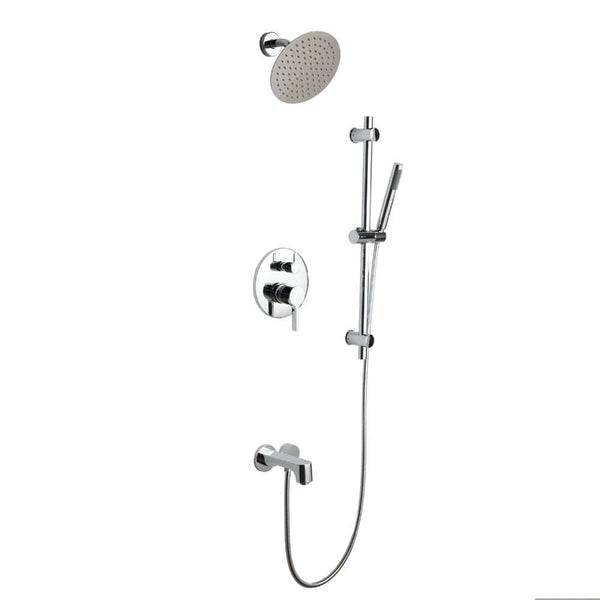 Lexora Luviah Set 8 Chrome Round Rain Shower and Handheld | LSS13011CH