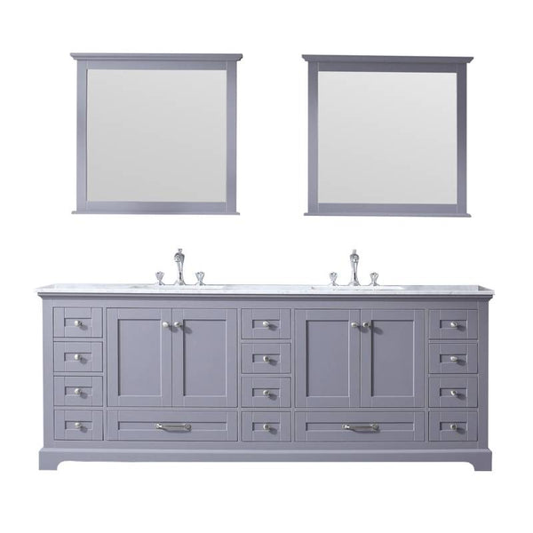 Dukes Dark Grey 84 Double Sink Vanity Set, Carrara Marble Top | LD342284DBDSM34F