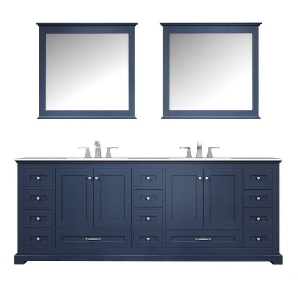 Dukes Navy Blue 84 Double Sink Vanity Set, Carrara Marble Top | LD342284DEDSM34F