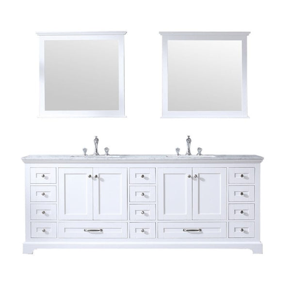 Dukes White 84 Double Sink Vanity Set, Carrara Marble Top | LD342284DADSM34F