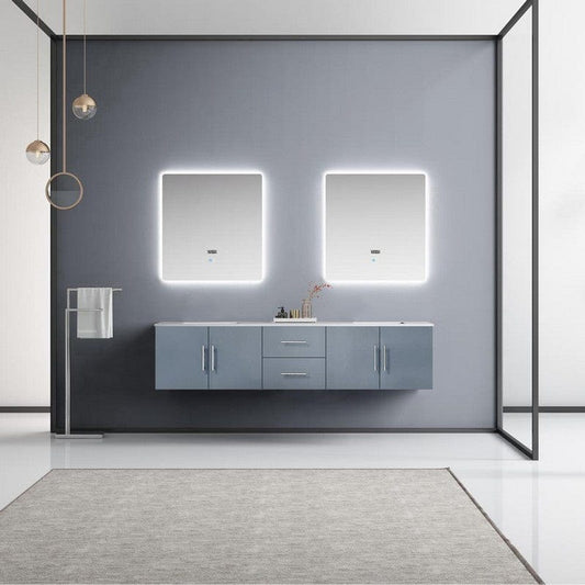 Geneva Transitional Dark Grey 80" Double Vanity with 30" Led Mirrors | LG192280DBDSLM30