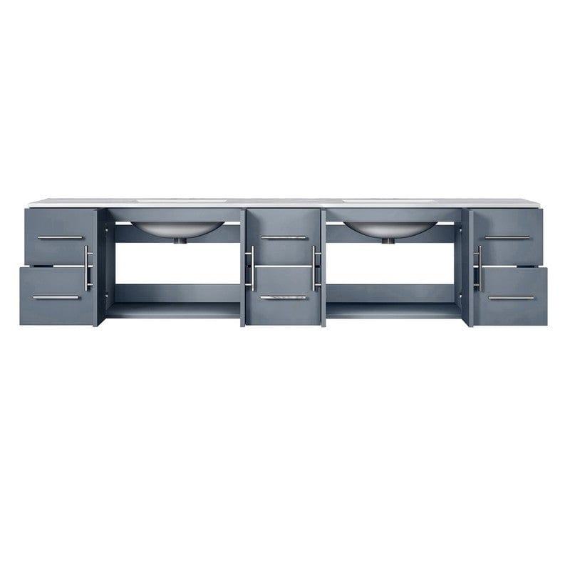 Lexora Vanities Geneva Transitional Dark Grey 84" Double Vanity | LG192284DBDS000
