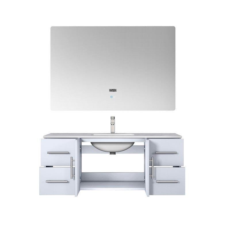 Lexora Vanities Geneva Transitional Glossy White 48" Single Vanity Set | LG192248DMDSLM48F