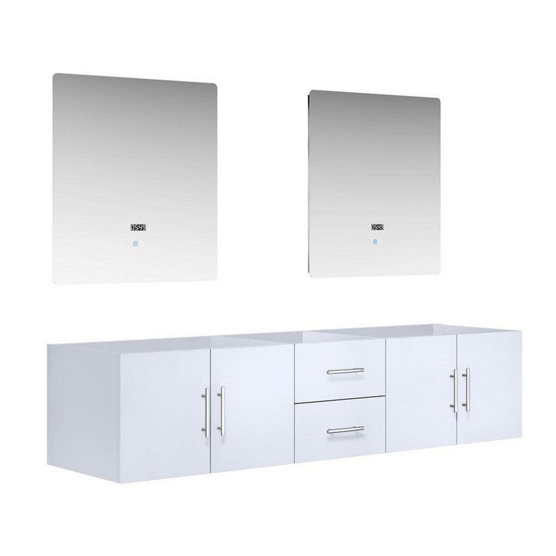 Geneva Transitional Glossy White 80" Double Vanity with 30" Led Mirrors, no Top | LG192280DM00LM30