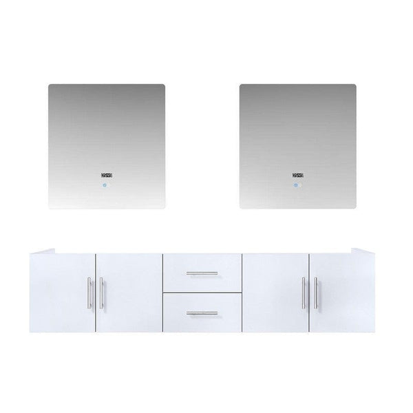 Geneva Transitional Glossy White 80 Double Vanity with 30 Led Mirrors, no Top | LG192280DM00LM30