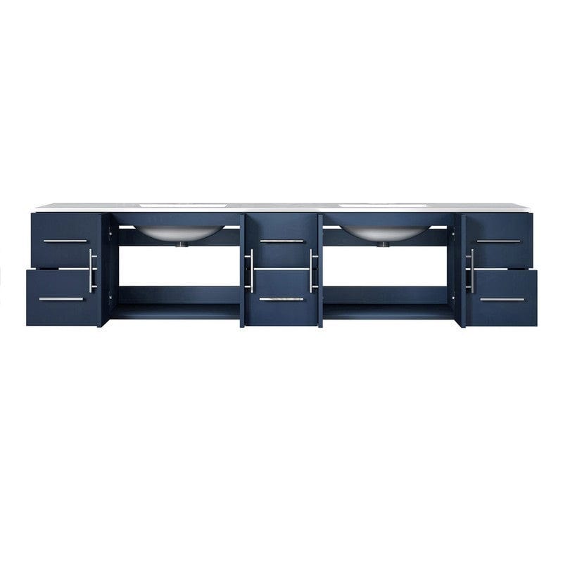 Lexora Vanities Geneva Transitional Navy Blue 84" Double Vanity | LG192284DEDS000