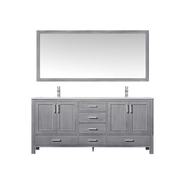 Jacques 72 Distressed Grey Double Vanity Set with White Carrara Marble Top | LJ342272DDDSM70F