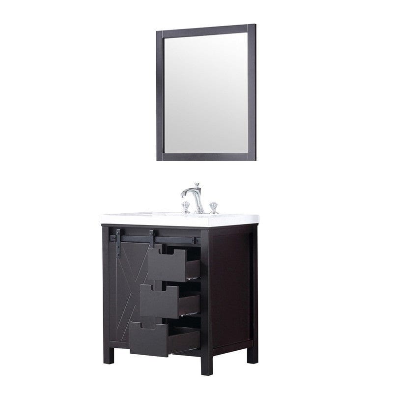 Lexora Vanities Marsyas Transitional Brown 30" Single Vanity Set | LM342230SCCSM28F