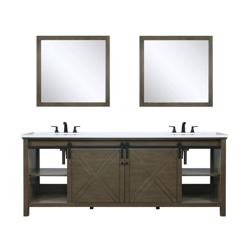 Marsyas Transitional Rustic Brown 84" Double Vanity Set | LM342284DKCSM34F