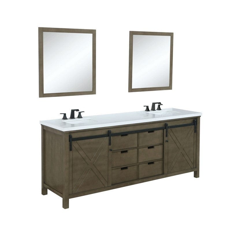 Marsyas Transitional Rustic Brown 84" Double Vanity Set | LM342284DKCSM34F